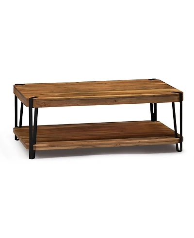 Alaterre Furniture Ryegate Natural Live Edge Solid Wood with Metal Coffee Table