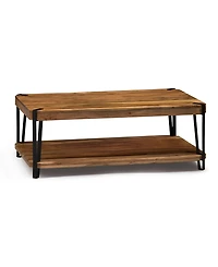 Alaterre Furniture Ryegate Natural Live Edge Solid Wood with Metal Coffee Table