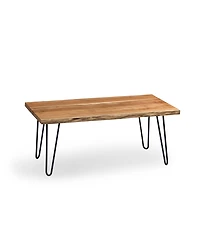 Alaterre Furniture Hairpin Natural Live Edge Wood with Metal 48" Large Coffee Table