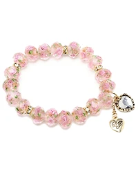 Betsey Johnson Pink Flower Beaded Stretch Bracelet
