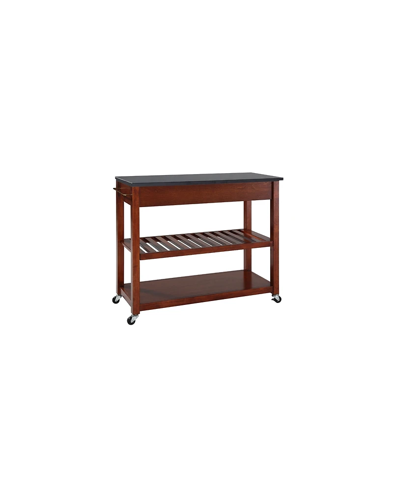 Solid Granite Top Kitchen Cart Island With Optional Stool Storage