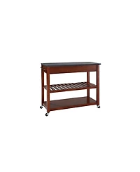 Solid Granite Top Kitchen Cart Island With Optional Stool Storage