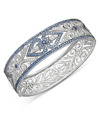 Sterling Silver Bracelet, Sapphire (3-3/4 ct. t.w.) and Diamond (1/4 Heart Bangle (Also Available Ruby)