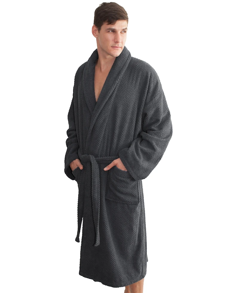 Linum Home Unisex Herringbone Weave Bath Robe