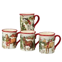 Certified International Christmas on the Farm 4-Pc. Mug asst.