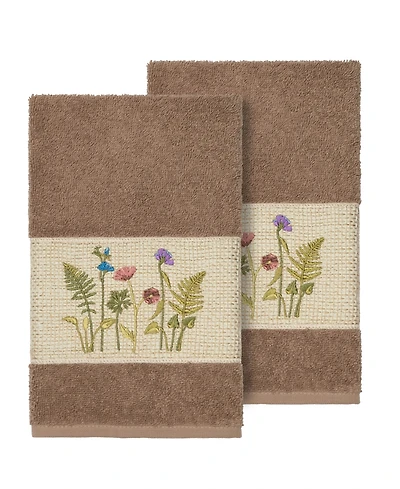 Linum Home Serenity 2-Pc. Embellished Hand Towel Set
