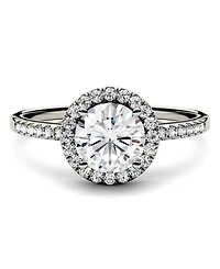 Moissanite Round Halo Ring (1-1/3 ct. t.w. Diamond Equivalent) 14k Gold or White Rose