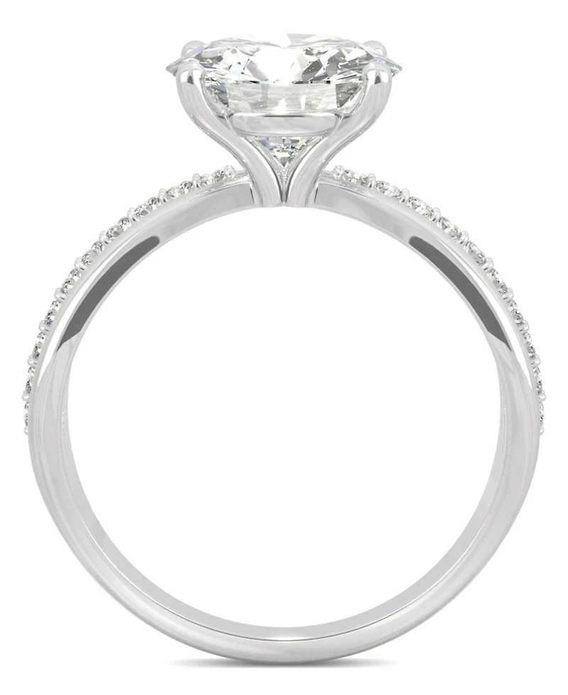 Moissanite Round Solitaire with Sides Ring (2-9/10 ct. tw. Diamond Equivalent) 14k White Gold