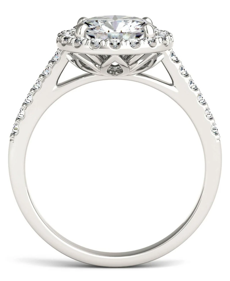 Moissanite Round Halo Ring (2-1/3 ct. tw. Diamond Equivalent) 14k White Gold