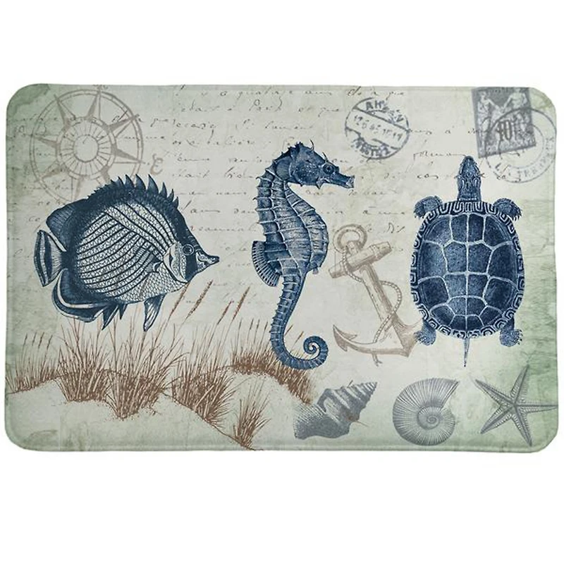 Laural Home Seaside Postcard Memory Foam Rug, 20" x 30"