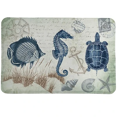 Laural Home Seaside Postcard Memory Foam Rug, 20" x 30"