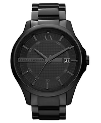 A|X Armani Exchange Watch, Men's Black Ion Plated Stainless Steel Bracelet 46mm AX2104