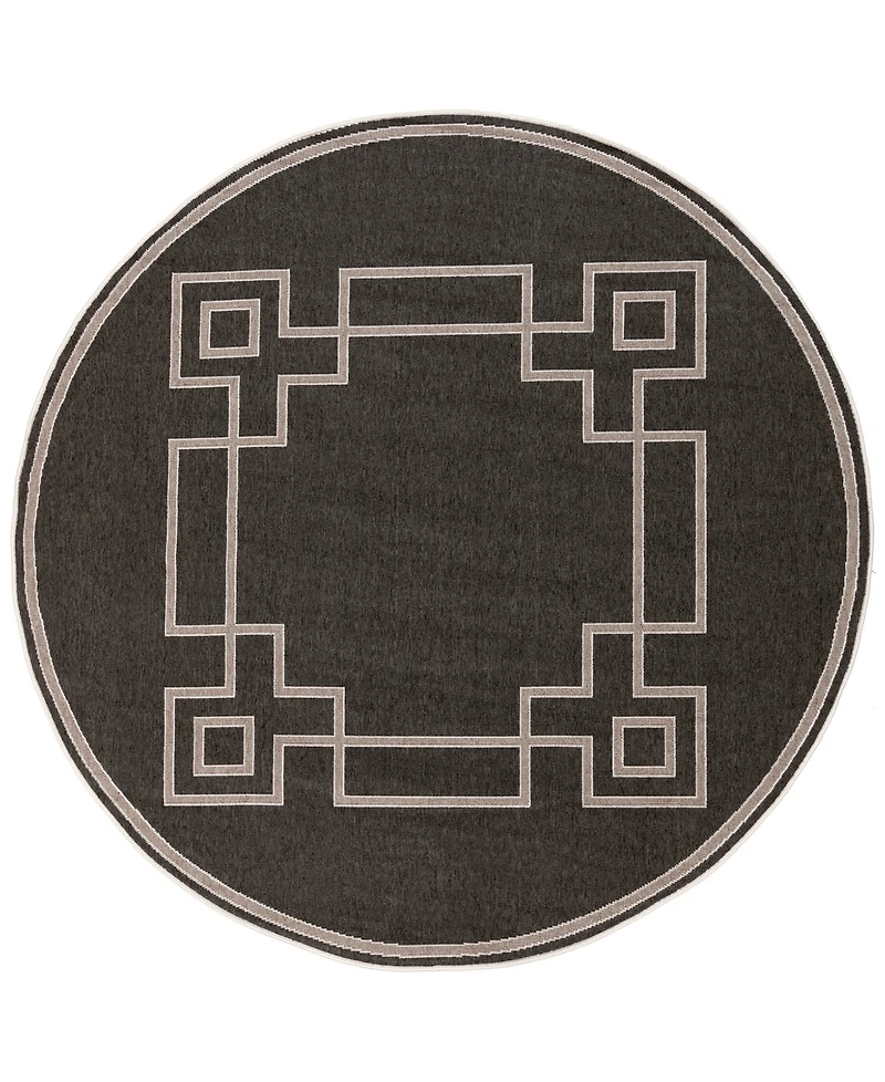 Livabliss Alfresco Alf-9630 Black 8'9" Round Area Rug, Indoor/Outdoor