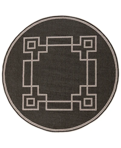 Livabliss Alfresco Alf-9630 Black 7'3" Round Area Rug, Indoor/Outdoor