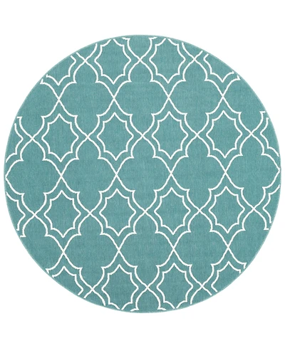 Livabliss Alfresco Alf-9653 Teal 5'3" Round Area Rug, Indoor/Outdoor
