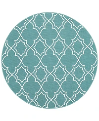 Livabliss Alfresco Alf-9653 Teal 5'3" Round Area Rug, Indoor/Outdoor