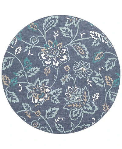 Livabliss Alfresco Alf-9673 Charcoal 8'9" Round Area Rug, Indoor/Outdoor