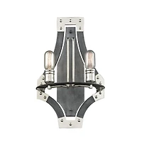 Riveted Plate 2 Wall Sconce Silverdust Iron/Polished Nickel