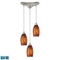 Galaxy 3-Light Brown Pendant in Satin Nickel