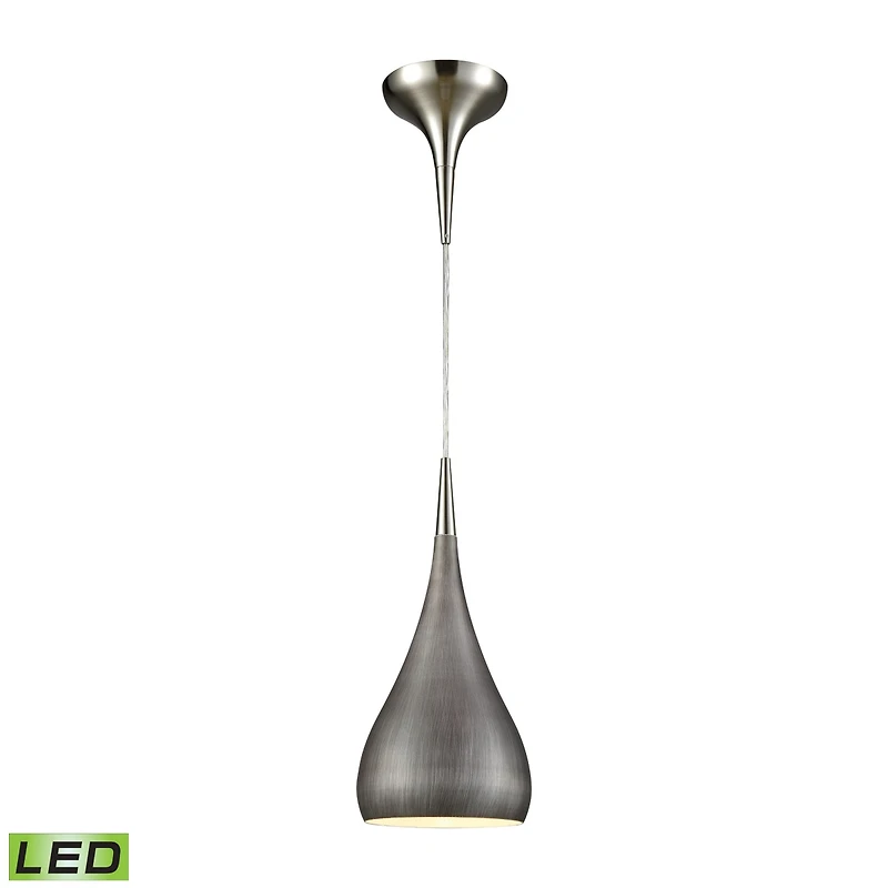 Lindsey 1 Light Pendant in Satin Nickel with Weathered Zinc Shade