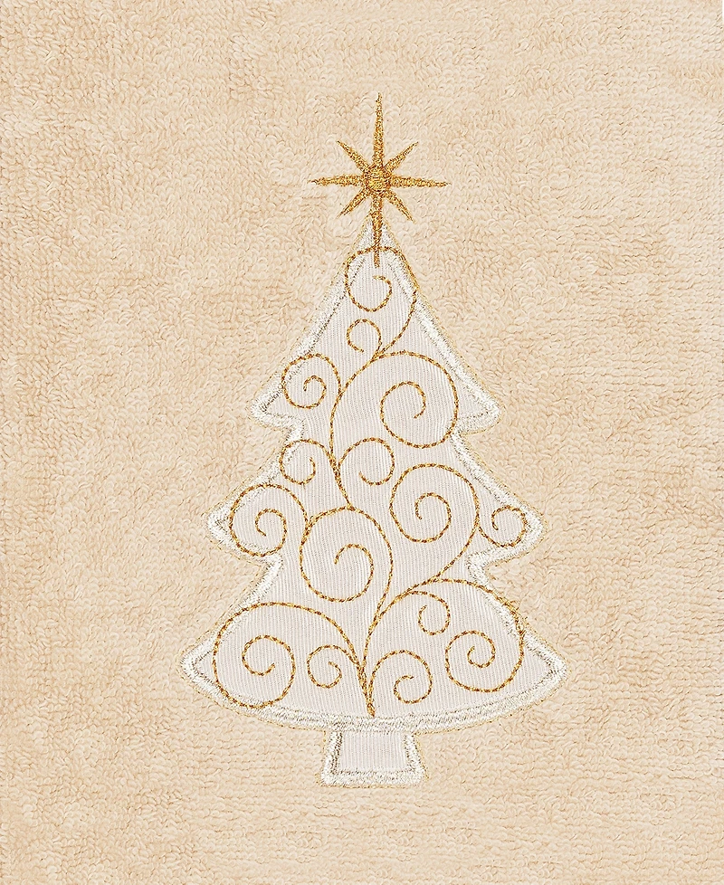 Linum Home Christmas Tree Scroll 100% Turkish Cotton Hand Towel