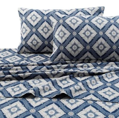 Tribeca Living Flannel Damask Printed Extra Deep Pocket Sheet Sets
