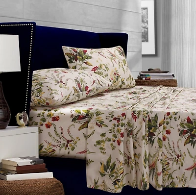 Tribeca Living Maui Floral Printed 300 Thread Count Percale Extra Deep Pocket Sheet Set, Twin