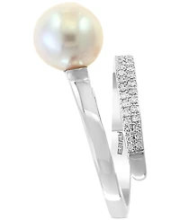 Effy Cultured Freshwater Pearl (10mm) and Diamond (1/5 ct. t.w.) Ring in 14k White Gold and Yellow Gold