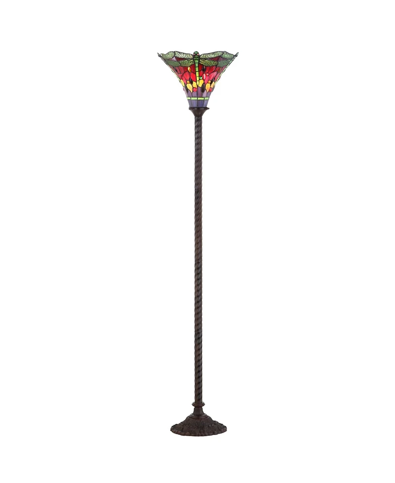 Jonathan Y Dragonfly Tiffany-Torchiere Floor Lamp