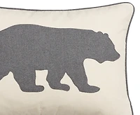 Eddie Bauer Bear Applique Grey Felt Decorative Pillow, 16" x 20"