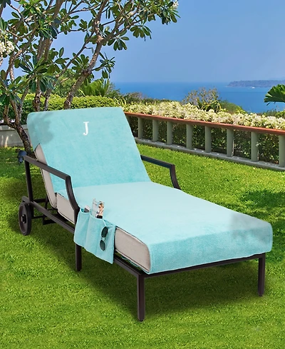 Linum Home Personalized Standard 100% Turkish Cotton Chaise Lounge Cover with Side Pockets
