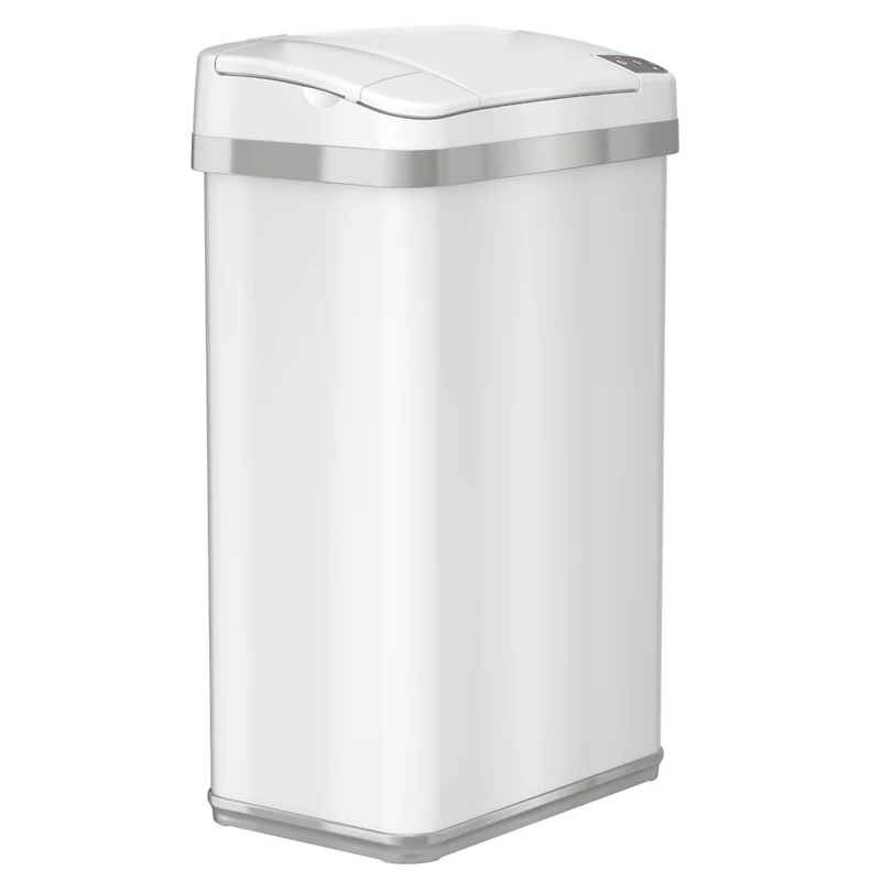 iTouchless 4 Gallon / 16 Liter White Sensor Bathroom Trash Can with Odor Filter