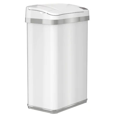 iTouchless 4 Gallon / 16 Liter White Sensor Bathroom Trash Can with Odor Filter