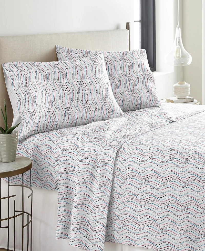 Pointehaven Metro Wave Heavy Weight Cotton Flannel Sheet Set, Queen