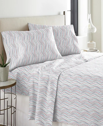 Pointehaven Metro Wave Heavy Weight Cotton Flannel Sheet Set, Queen