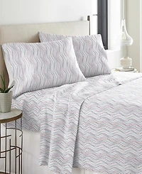 Pointehaven Metro Wave Heavy Weight Cotton Flannel Sheet Set, Queen