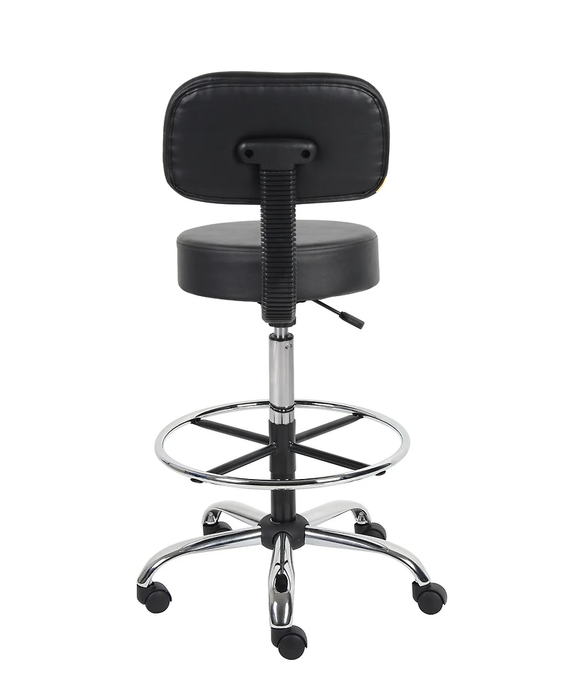 Boss Office Products Caressoft Medical/Drafting Stool W/ Back Cushion