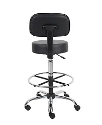 Boss Office Products Caressoft Medical/Drafting Stool W/ Back Cushion