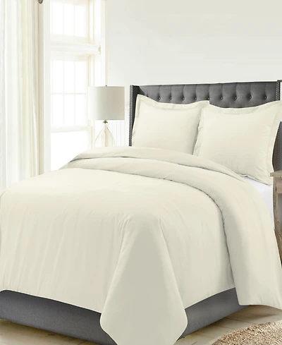 Celeste Home Luxury Weight Solid Cotton Flannel Duvet Cover Set, Full/Queen