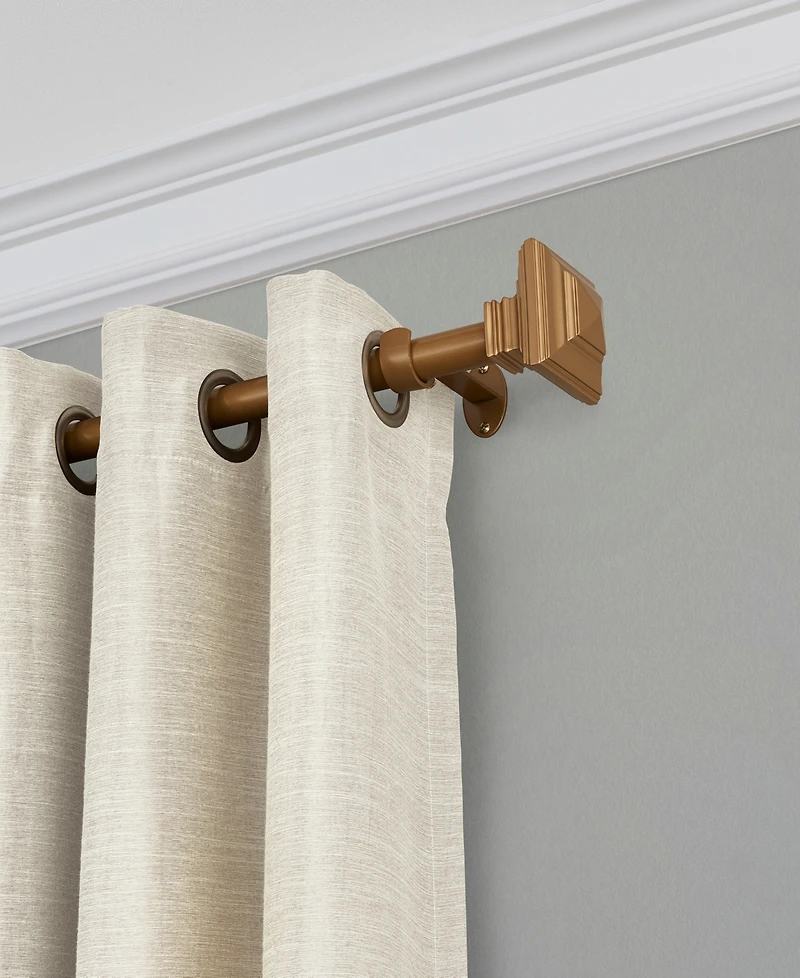 Florence Adjustable 86"-120" Curtain Rod With Stacked Square Finials
