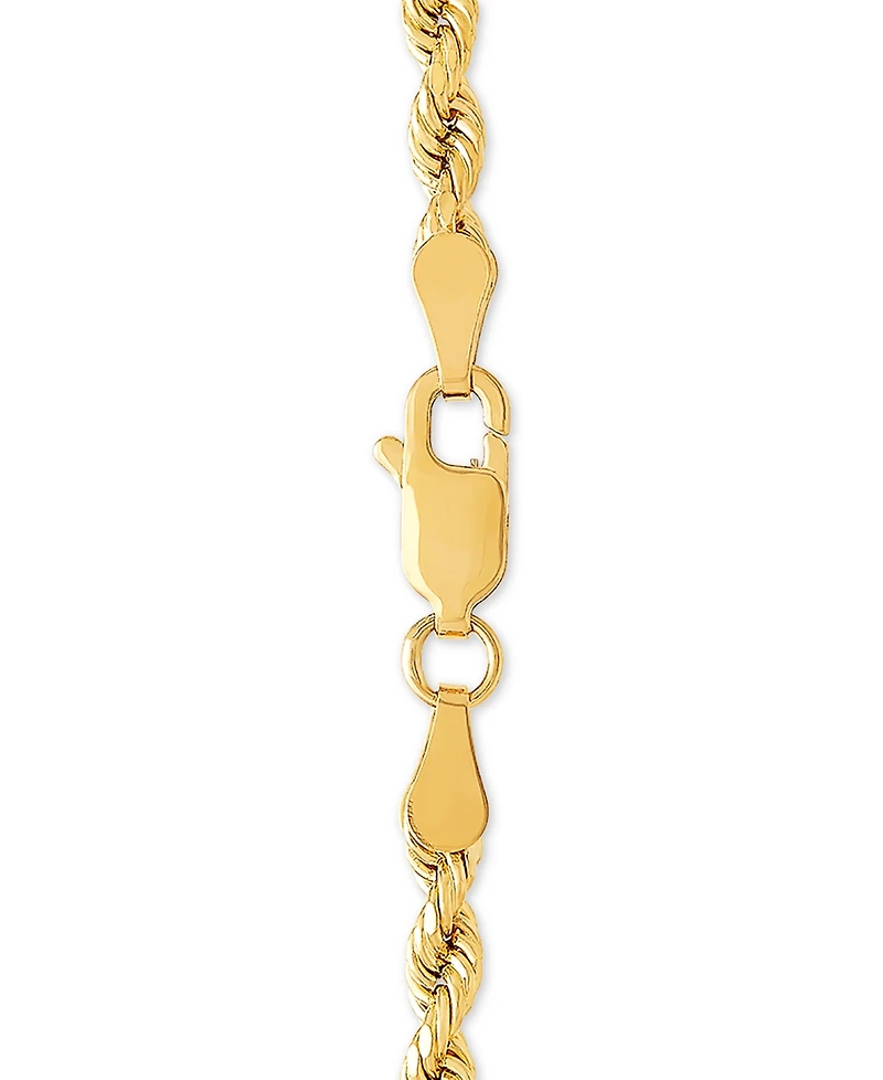 Lightweight Diamond Cut Rope Chain 20" Necklace (3mm) in 14k Yellow Gold