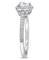 Certified Diamond (3/4 ct. t.w.) Heart and Round-Shape Engagement Ring 14k White Gold