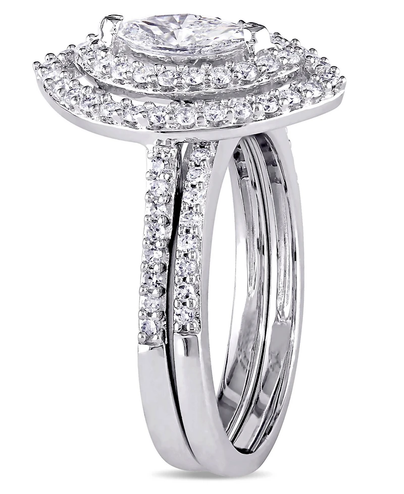 Certified Diamond (1 ct. t.w.) Marquise-Shape Double Halo Bridal Set 14k White Gold