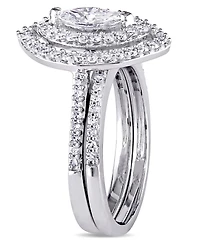 Certified Diamond (1 ct. t.w.) Marquise-Shape Double Halo Bridal Set 14k White Gold