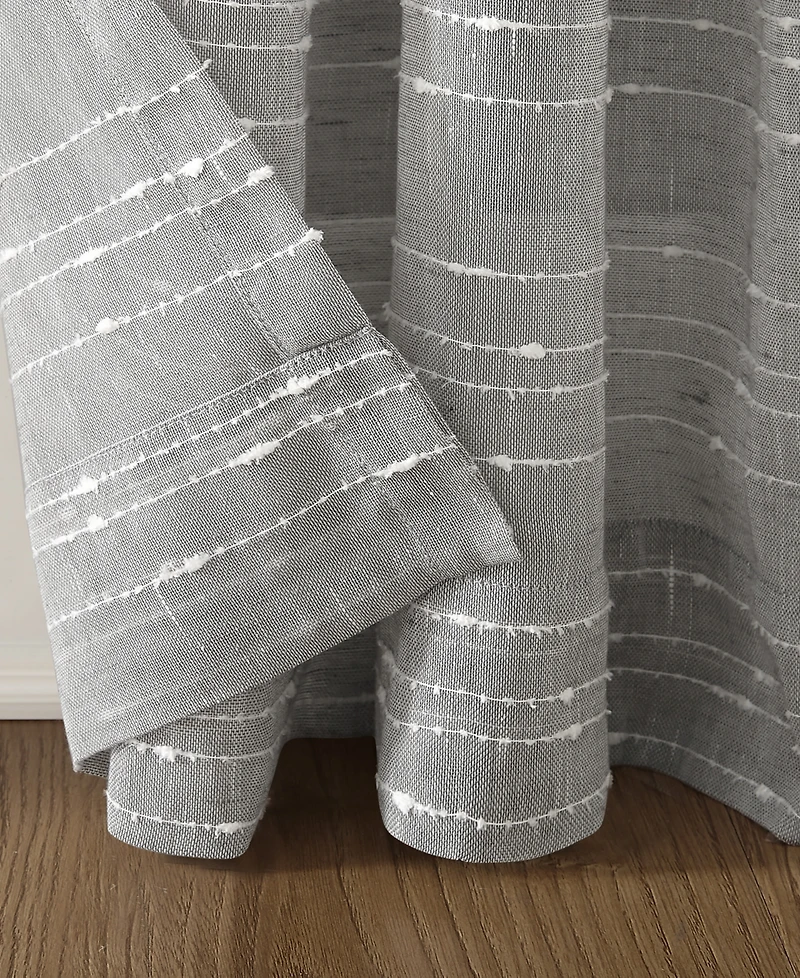 Textured Slub Stripe Anti-Dust Linen Blend Sheer Curtain Panel