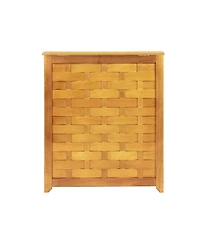 Oceanstar Natural Finished Bowed Front Veneer Laundry Wood Hamper with Interior Bag