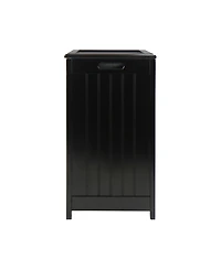 Oceanstar Natural Finished Rectangular Veneer Laundry Wood Hamper with Interior Bag