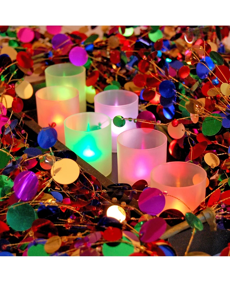 Lumabase Set of 6 Flickering Color Changing Led Lights in Frosted Votive Holders Cups