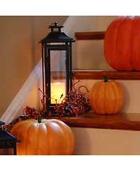 Lumabase Black Traditional Metal Lantern with Led Candle