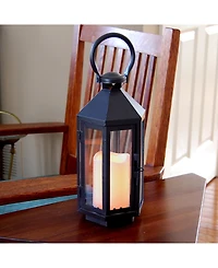 Lumabase Warm Black Hexagon Metal Lantern with Led Candle